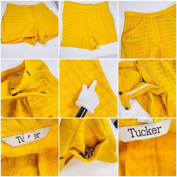 Tucker Womens Yellow Woven Textured Knitted High Waist Shorts Petite / XS / 25" - Picture 2 of 12